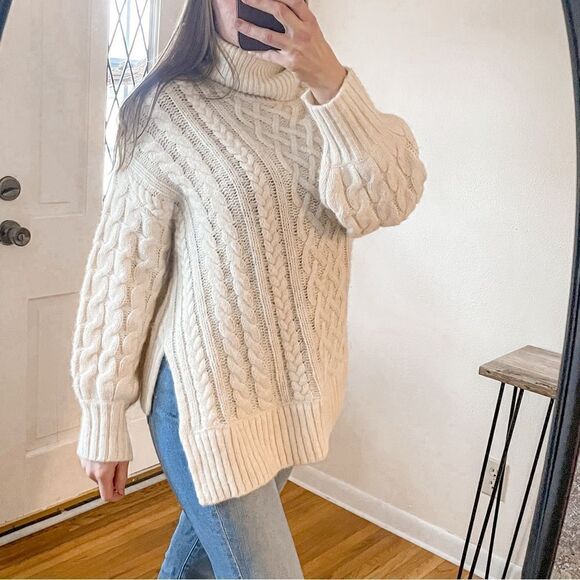 ALC Nevelson Cable Knit Turtleneck Sweater Ivory S - Picture 10 of 10